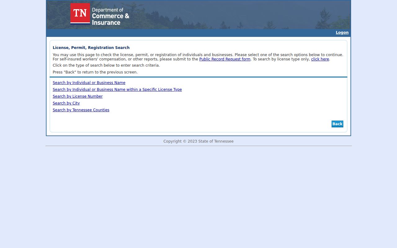 Williamson County people directories in the Tennessee commerce license search
